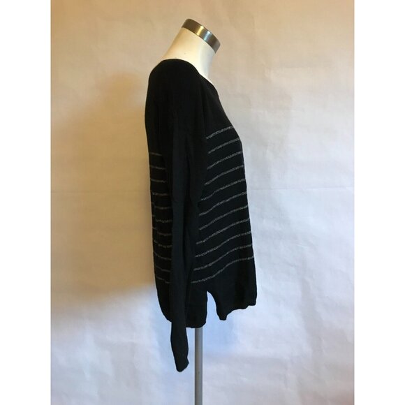 Joie Black & Silver Metallic Striped Cashmere Blend Sweater, Size Small - Picture 3 of 8